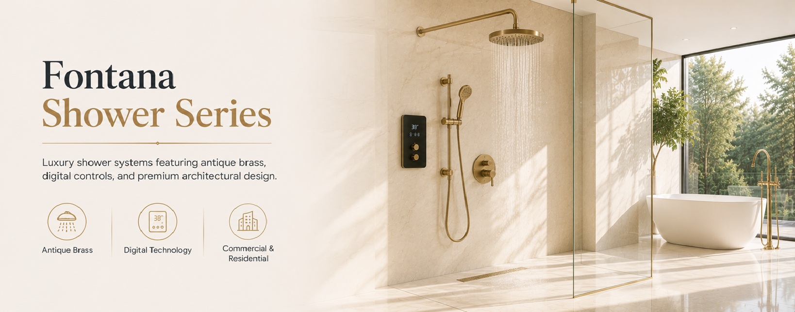 Fontana Shower Series Antique Brass Digital Shower Systems