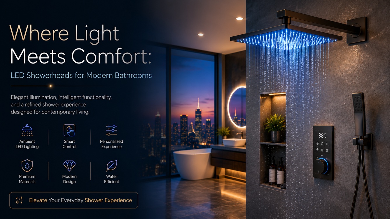 LED showerheads and smart bathroom features