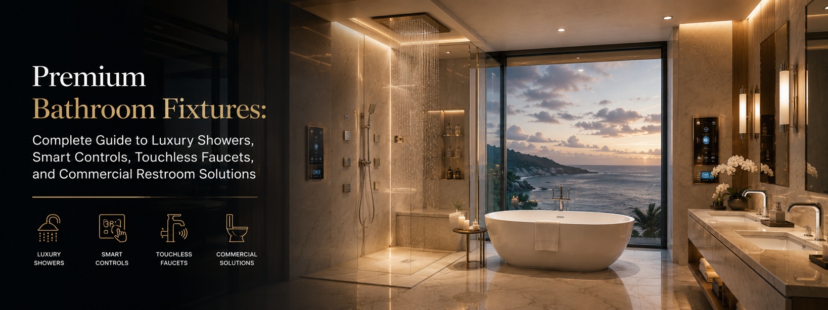Premium Bathroom Fixtures Complete Guide to Luxury Showers, Smart Controls, Touchless Faucets, and Commercial Restroom Solutions