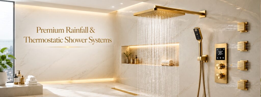 Premium rainfall thermostatic shower system