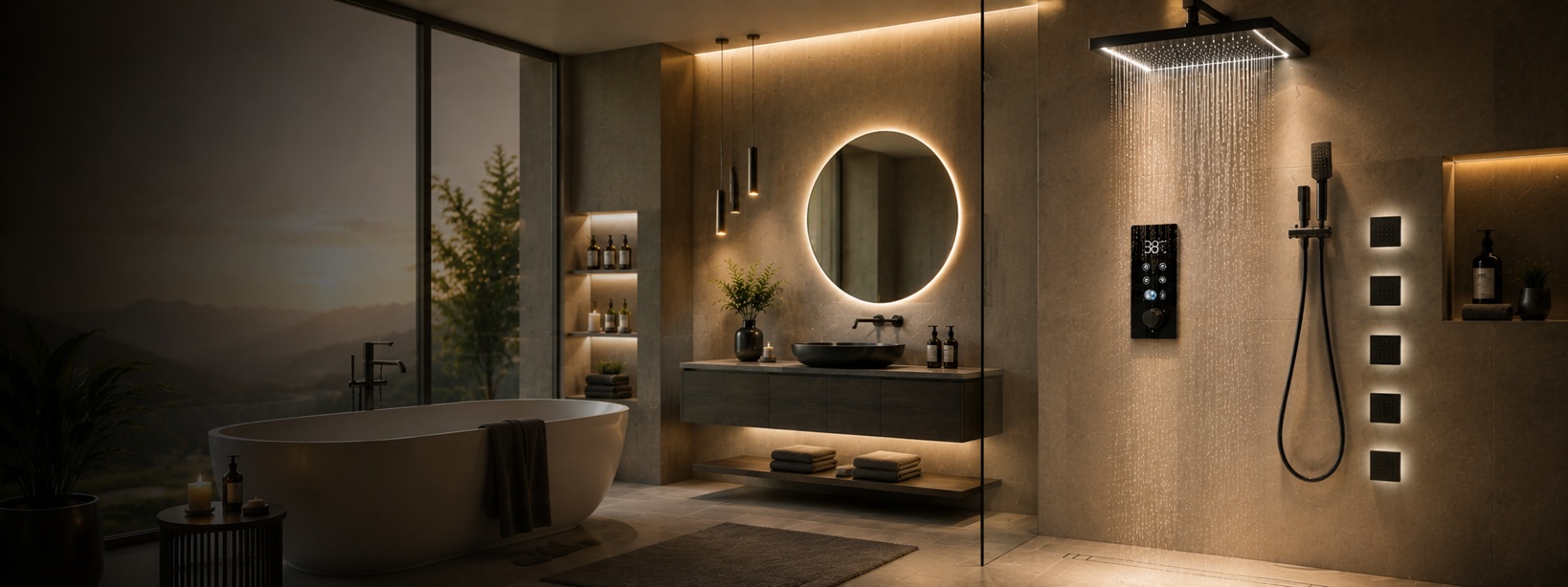 Thermostatic and digital shower systems for luxury bathroom comfort