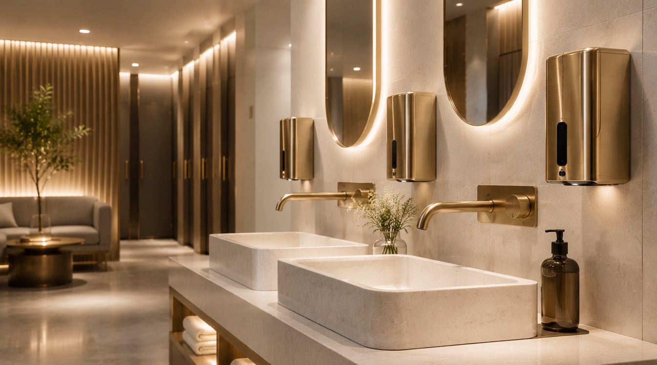 Touchless Excellence - Commercial bathroom fixture brands, touchless technology, hospitality and healthcare restroom solutions