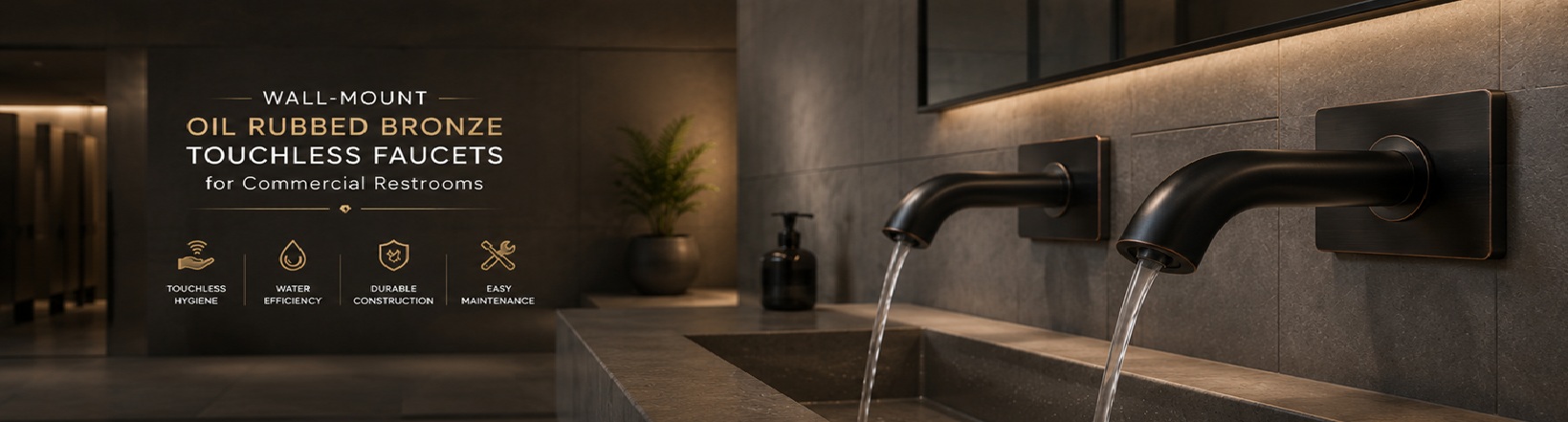 Wall-Mount Oil Rubbed Bronze Touchless Faucets for Commercial Restrooms - Fontana Showers