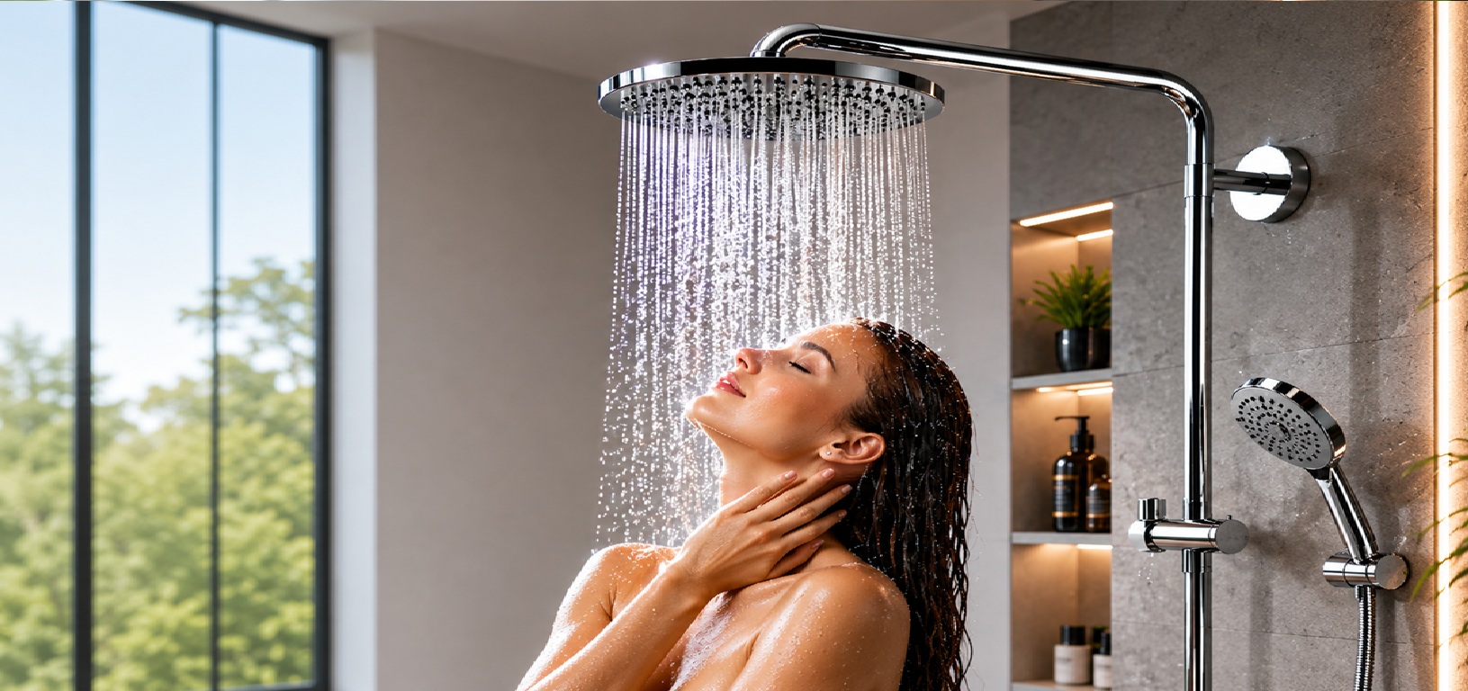 Waterfall Rainfall Showerheads Collection - luxury waterfall and rainfall shower fixtures