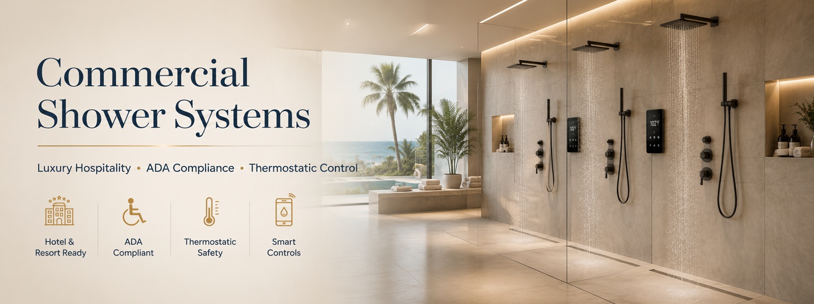 Commercial Shower Systems Luxury Hospitality ADA Thermostatic Control