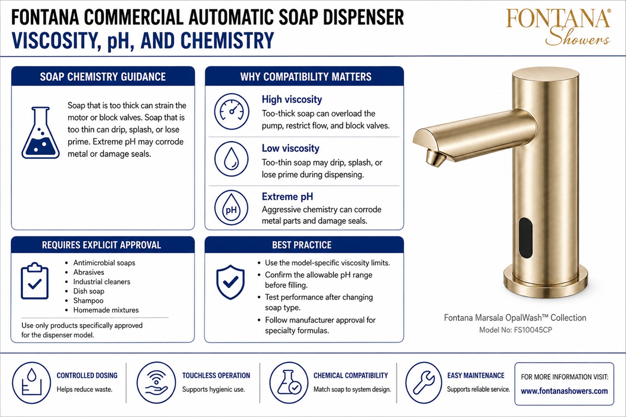 Liquid soap foam soap cartridge and bulk-fill compatibility verification for automatic dispensers