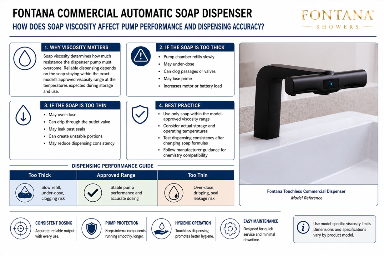 Commercial automatic soap dispenser pump handling different soap viscosity levels