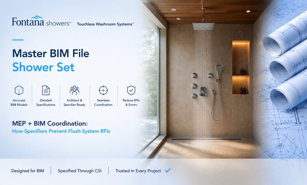 FontanaShowers BIM and project documentation for commercial bathroom fixtures