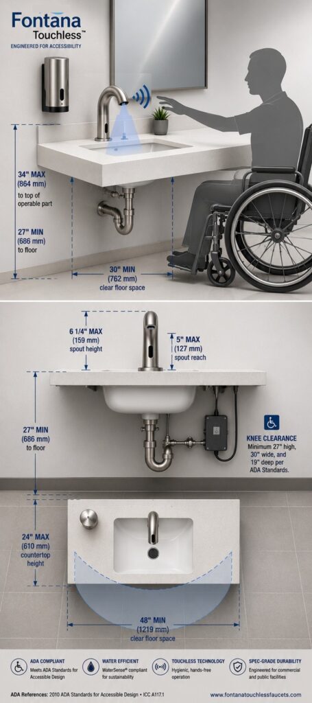Fontana commercial touchless fixture installation guide for project installation cost and accessible restroom planning
