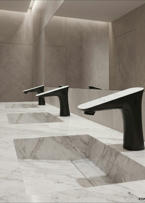 Touchless faucets restroom layouts