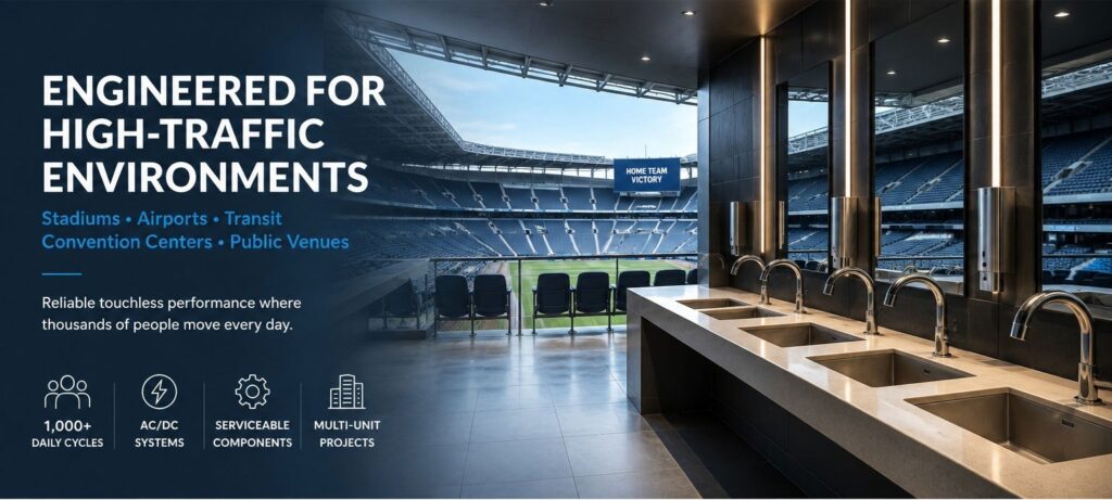 Fontana touchless restroom fixture planning for stadiums and arenas