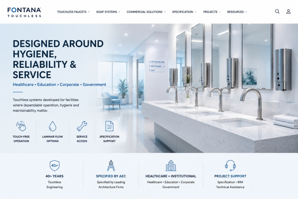 Fontana touchless faucets for healthcare and institutional handwashing applications