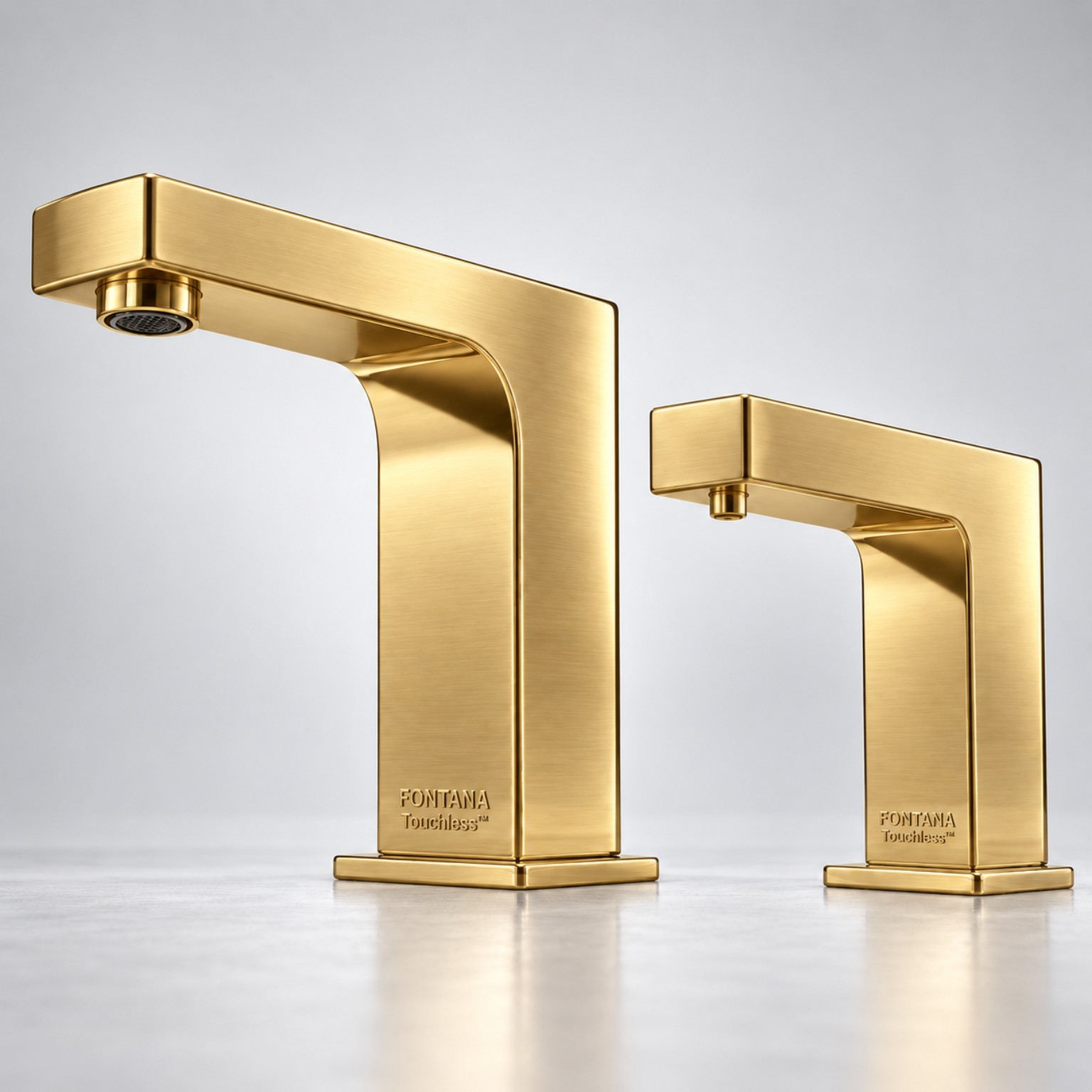 Fontana Perino chrome integrated touchless commercial washstation with modern trough basin